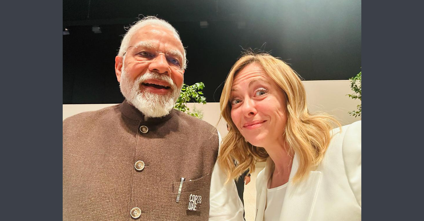 Indian Prime Minister Narendra Modi and Italian Prime Minister Giorgia Meloni Selfie